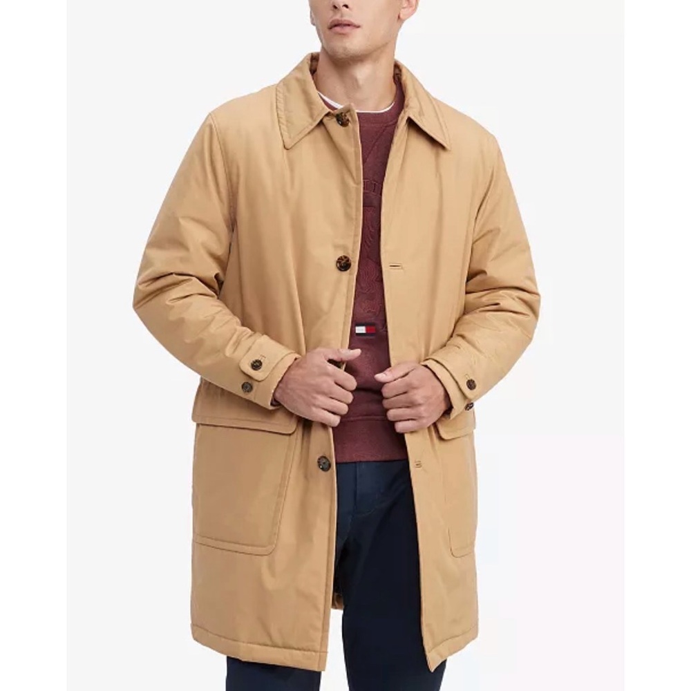 NWT Tommy Hilfiger Men's Sanders Down Coat in Beach Beige, sz Medium. MSRP $199